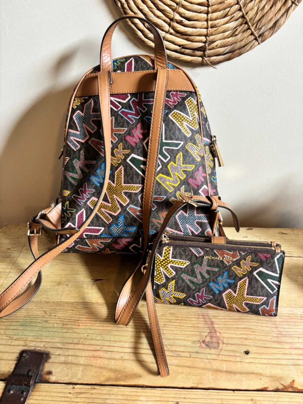 Michael Kors Multicolor Big Block logo with matching wallet